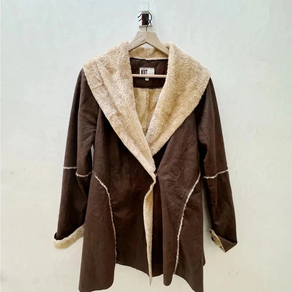 Kut From The Kloth || Bryton Faux Suede and Shearling Jacket Brown Medium - Picture 3 of 13
